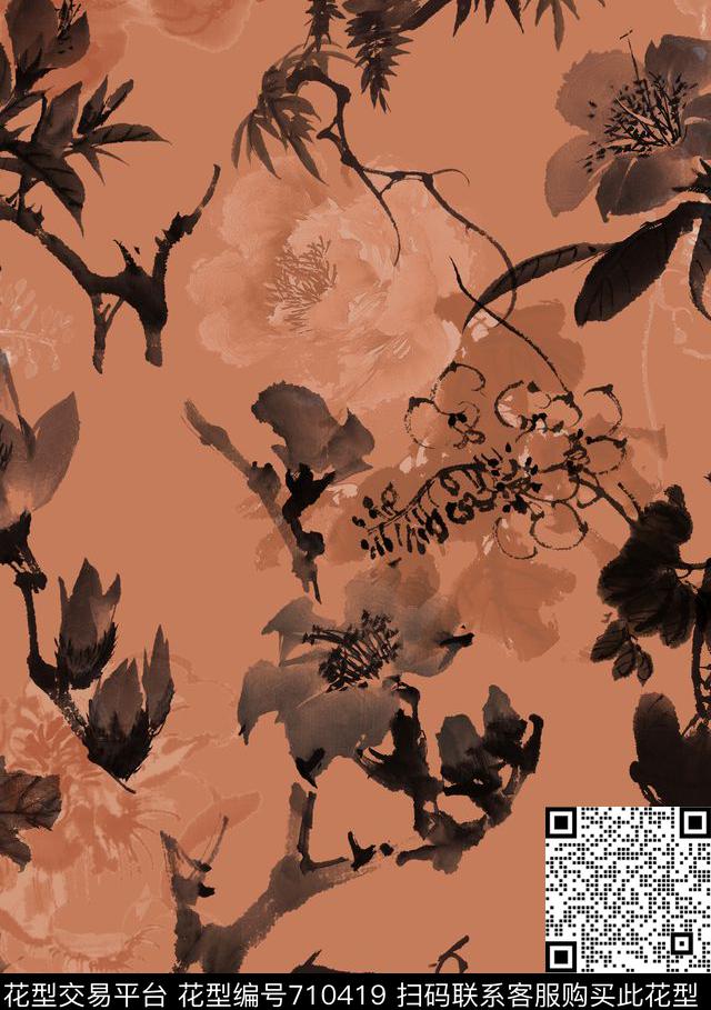 朦胧底纹中国风真丝.香云纱数码印花华亿平台下载（图片编号: 710419） - 瓦栏（Walan）