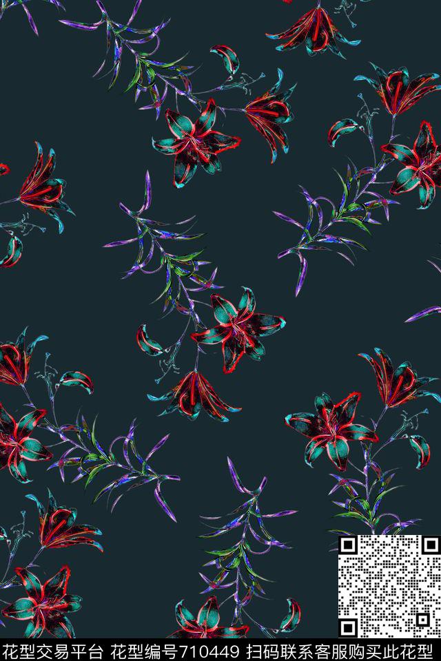 小碎花花朵花卉数码印花华亿平台下载（图片编号: 710449） - 瓦栏（Walan）