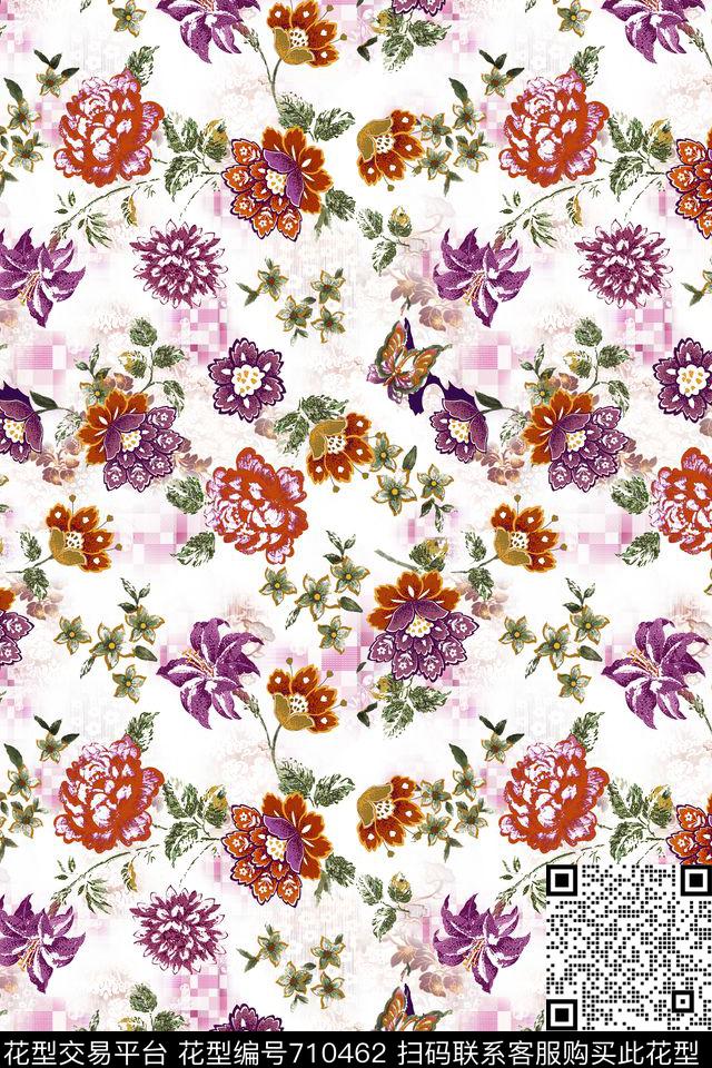 花朵大花花卉数码印花华亿平台下载（图片编号: 710462） - 瓦栏（Walan）
