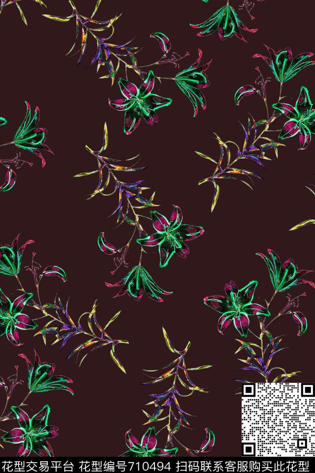 小碎花花朵花卉数码印花华亿平台下载（图片编号: 710494） - 瓦栏（Walan）