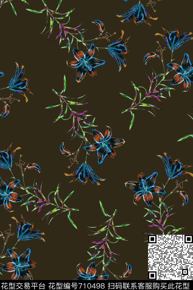 小碎花花朵花卉数码印花华亿平台下载（图片编号: 710498） - 瓦栏（Walan）