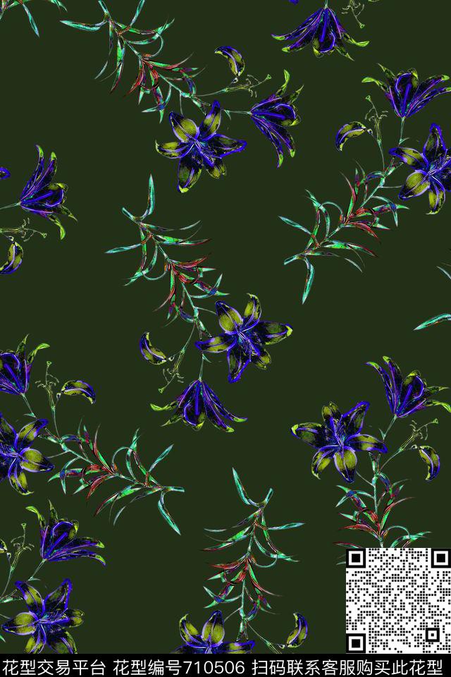 小碎花花朵花卉数码印花华亿平台下载（图片编号: 710506） - 瓦栏（Walan）