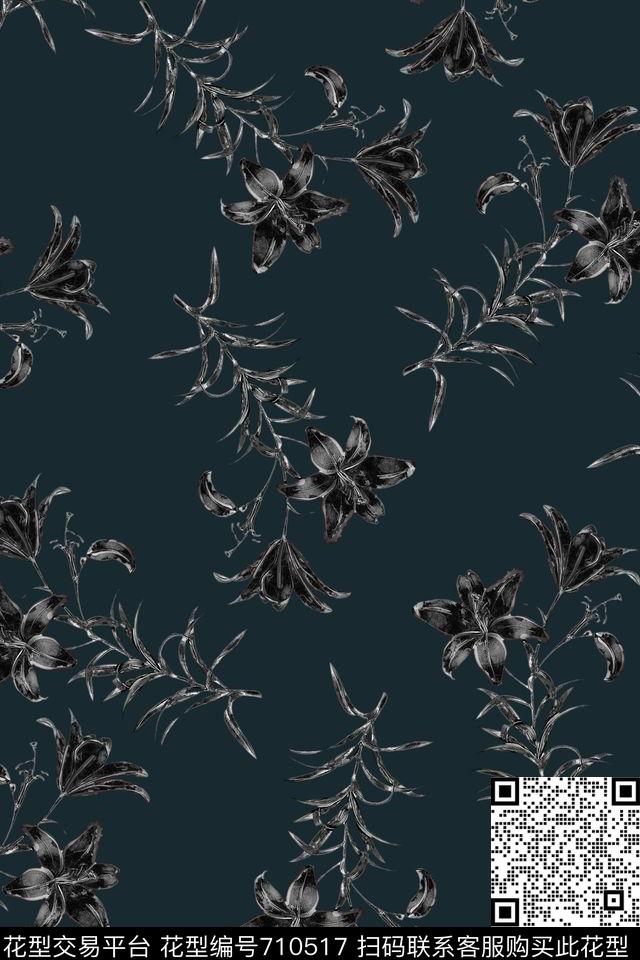 小碎花花朵花卉数码印花华亿平台下载（图片编号: 710517） - 瓦栏（Walan）