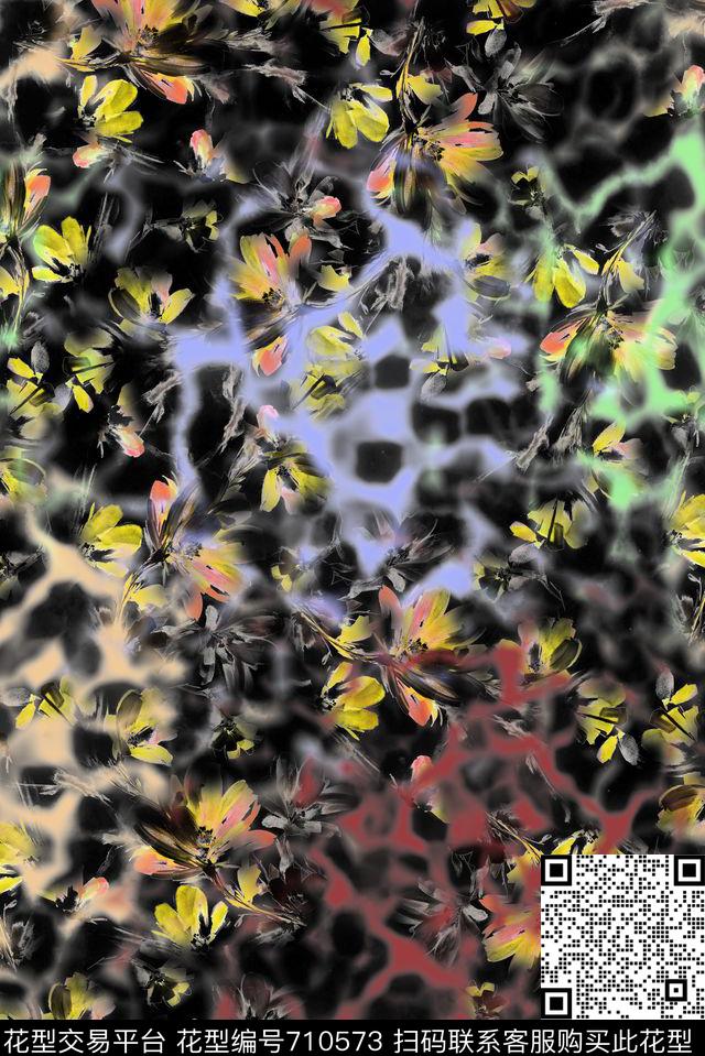 女装连衣裙外套T恤抽象抽象花卉数码印花华亿平台下载（图片编号: 710573） - 瓦栏（Walan）