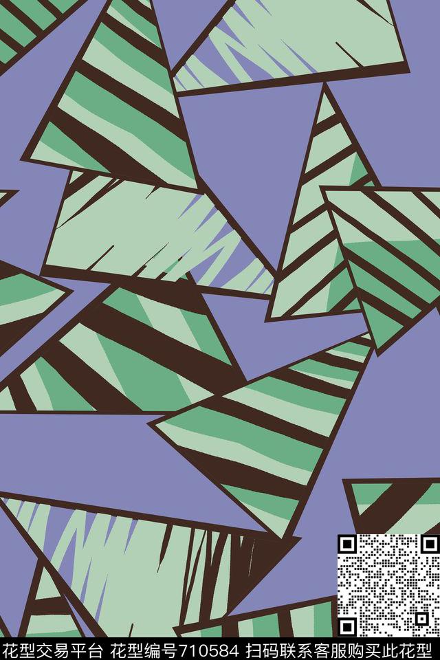 趣味格子抽象肌理传统印花华亿平台下载（图片编号: 710584） - 瓦栏（Walan）