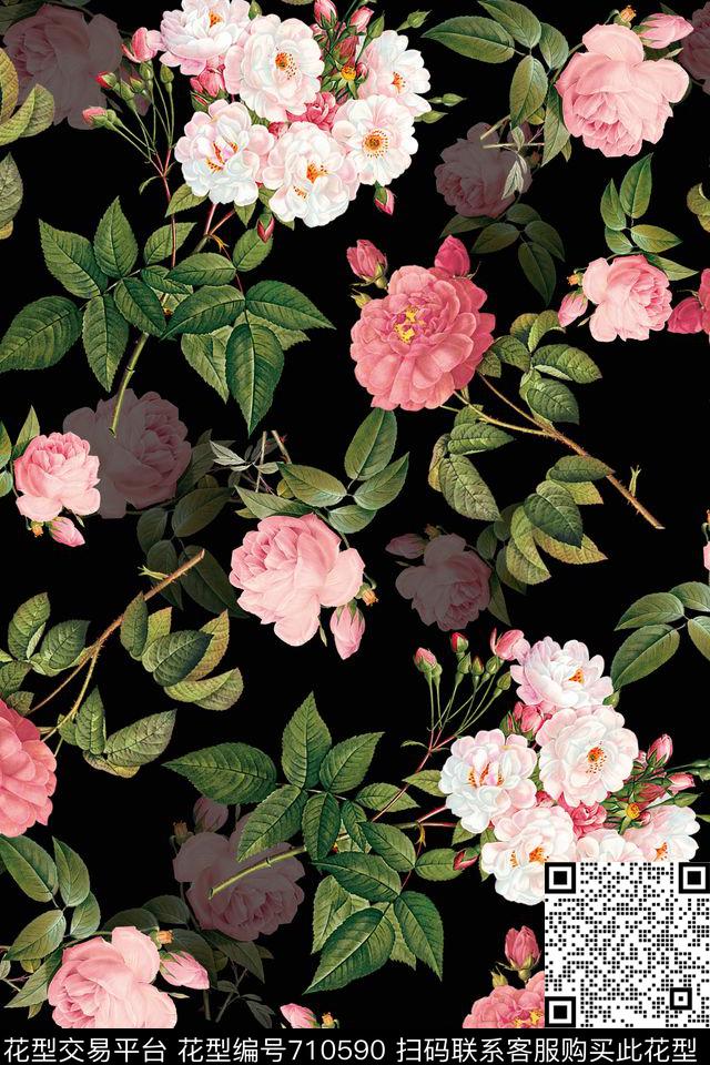 花卉乱花花鸟数码印花华亿平台下载（图片编号: 710590） - 瓦栏（Walan）