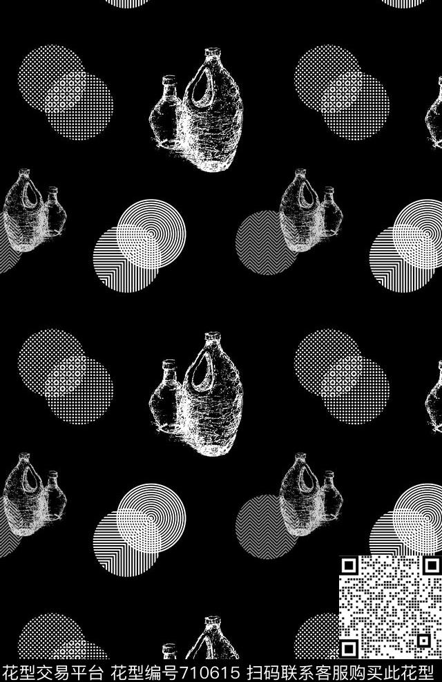几何波点素描传统印花华亿平台下载（图片编号: 710615） - 瓦栏（Walan）