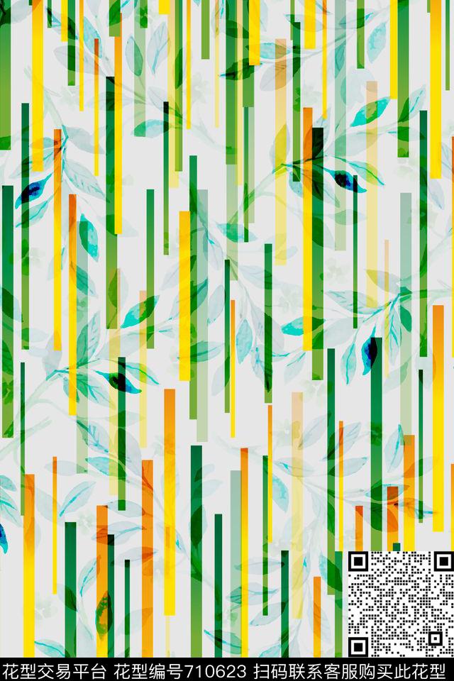 水彩风渐变不规则条纹数码印花华亿平台下载（图片编号: 710623） - 瓦栏（Walan）