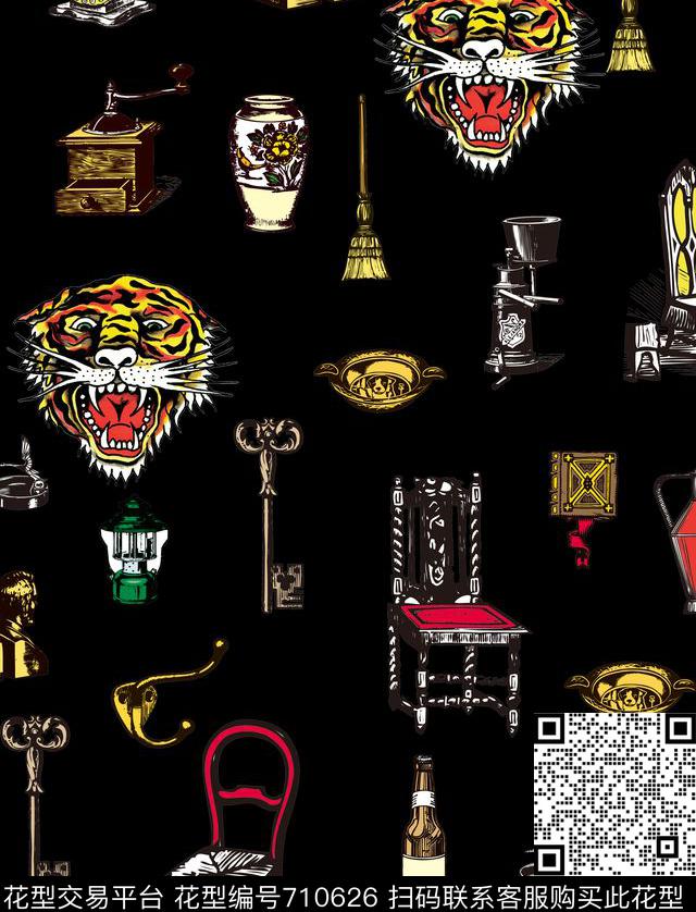 欧美大牌涂鸦数码印花华亿平台下载（图片编号: 710626） - 瓦栏（Walan）