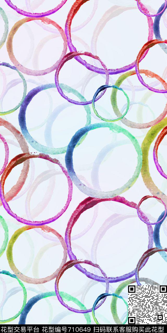 圆圈圆形几何数码印花华亿平台下载（图片编号: 710649） - 瓦栏（Walan）