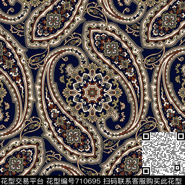 传统华亿平台民族风佩斯利数码印花华亿平台下载（图片编号: 710695） - 瓦栏（Walan）