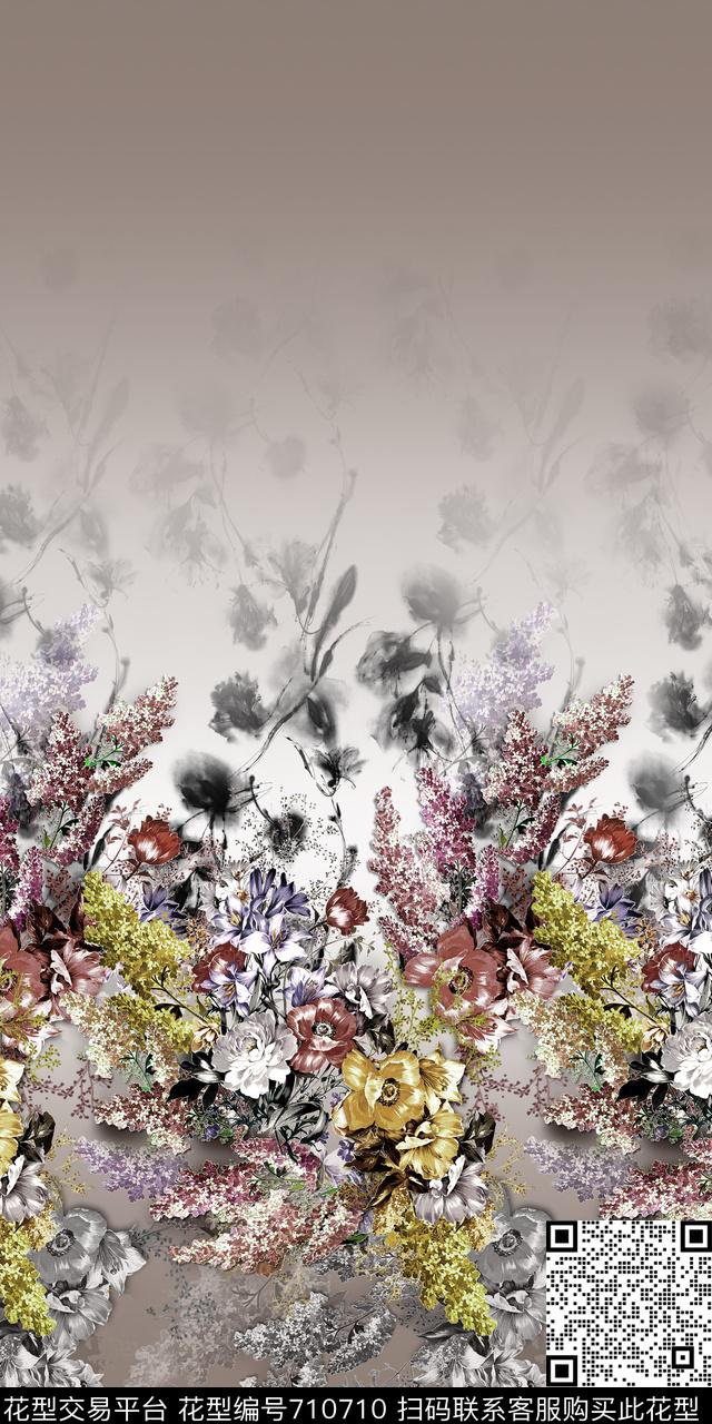 时尚休闲花卉数码印花华亿平台下载（图片编号: 710710） - 瓦栏（Walan）
