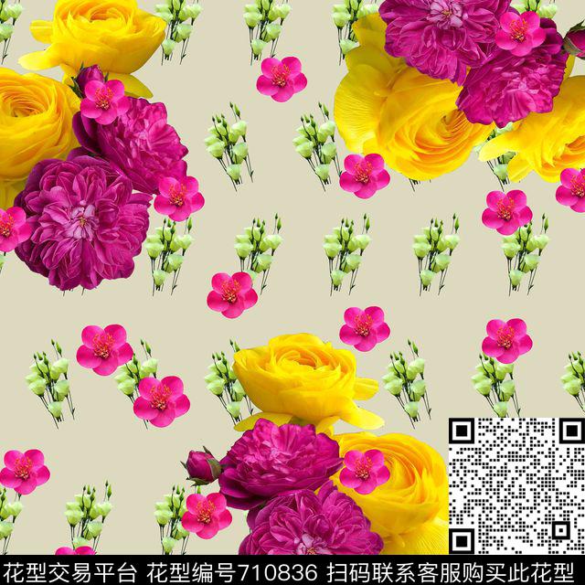 colorisecolorfullflower数码印花华亿平台下载（图片编号: 710836） - 瓦栏（Walan）