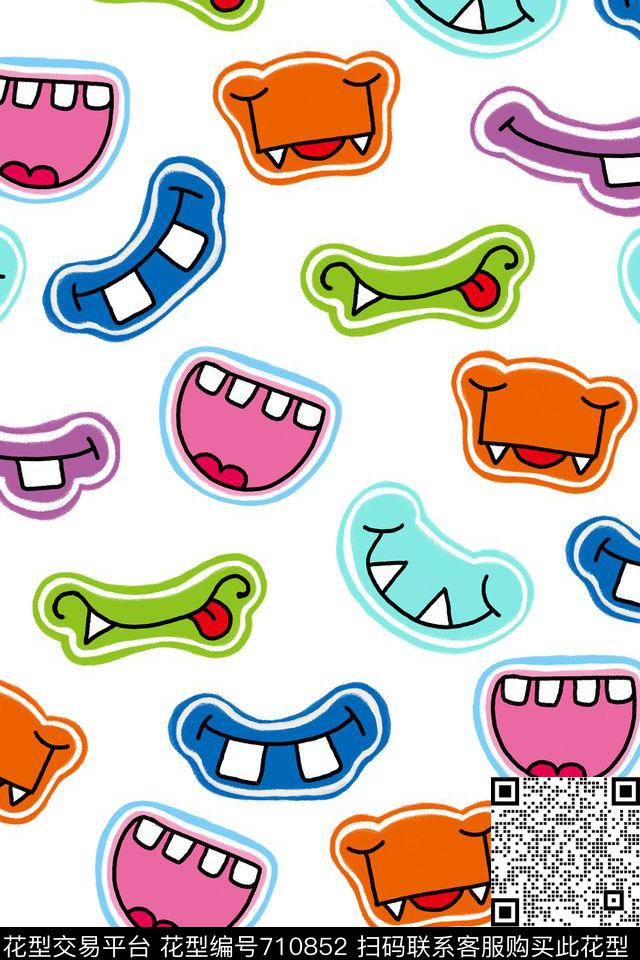 卡通婴童趣味嘴巴传统印花华亿平台下载（图片编号: 710852） - 瓦栏（Walan）
