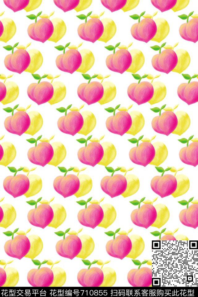 桃子水果卡通婴童传统印花华亿平台下载（图片编号: 710855） - 瓦栏（Walan）