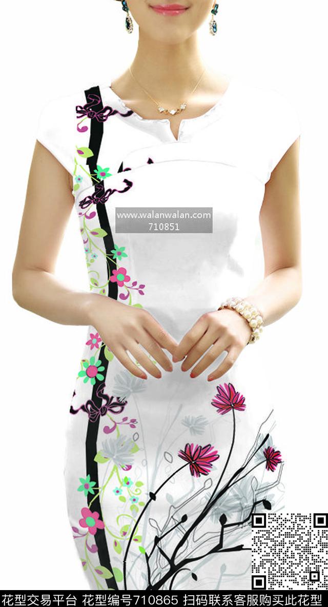 大花兰花花朵数码印花华亿平台下载（图片编号: 710865） - 瓦栏（Walan）