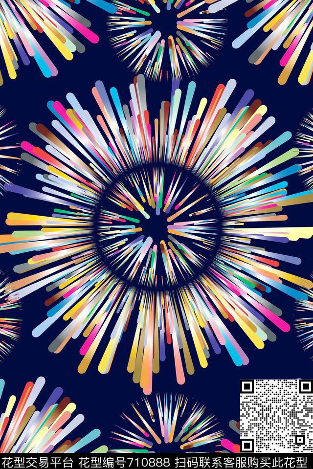 抽象金属3D片彩虹几何印花时尚大牌清爽女装印花数码印花华亿平台下载（图片编号: 710888） - 瓦栏（Walan）