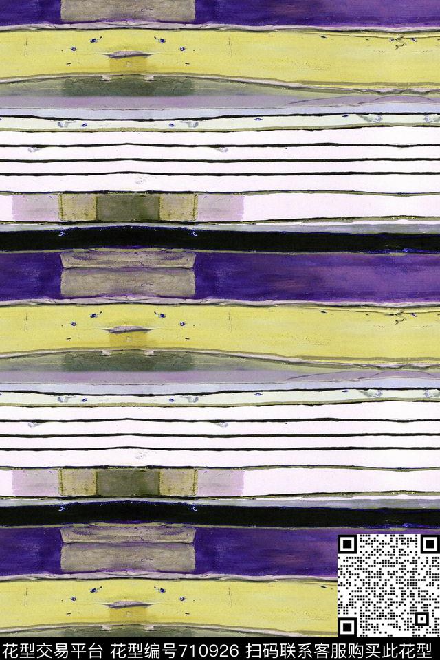 不规则条纹油画条纹数码印花华亿平台下载（图片编号: 710926） - 瓦栏（Walan）