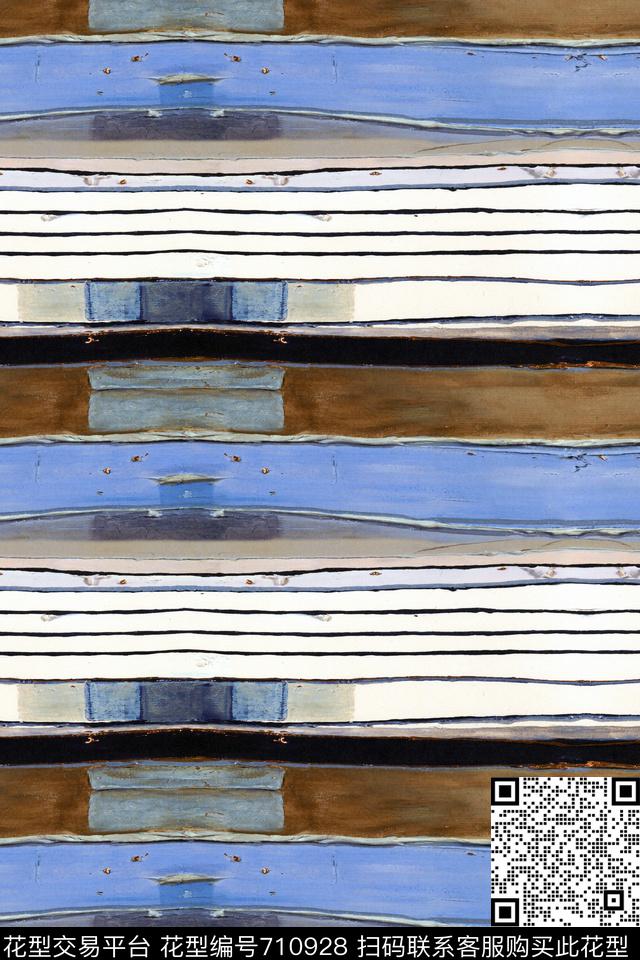 不规则条纹油画条纹数码印花华亿平台下载（图片编号: 710928） - 瓦栏（Walan）