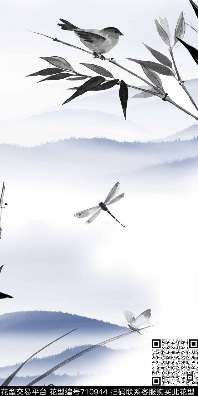 水仙花竹数码花卉类数码印花华亿平台下载（图片编号: 710944） - 瓦栏（Walan）