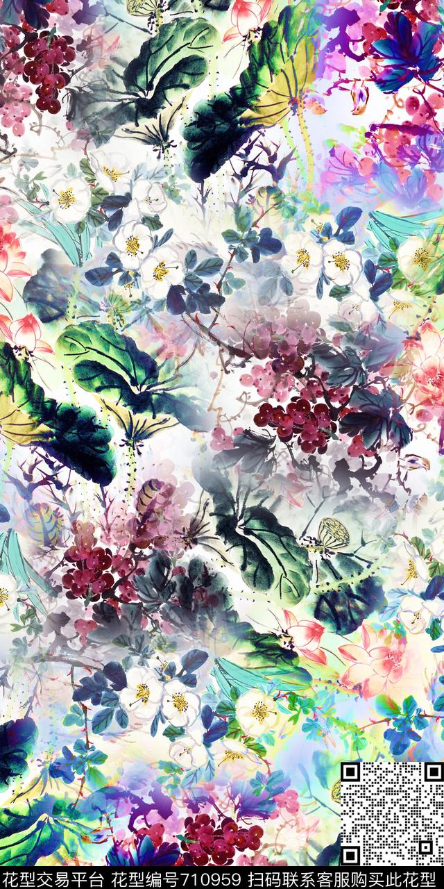 中国风老年装绚丽多彩数码印花华亿平台下载（图片编号: 710959） - 瓦栏（Walan）