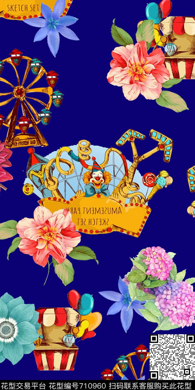 大牌矢量花卉黑白数码印花华亿平台下载（图片编号: 710960） - 瓦栏（Walan）