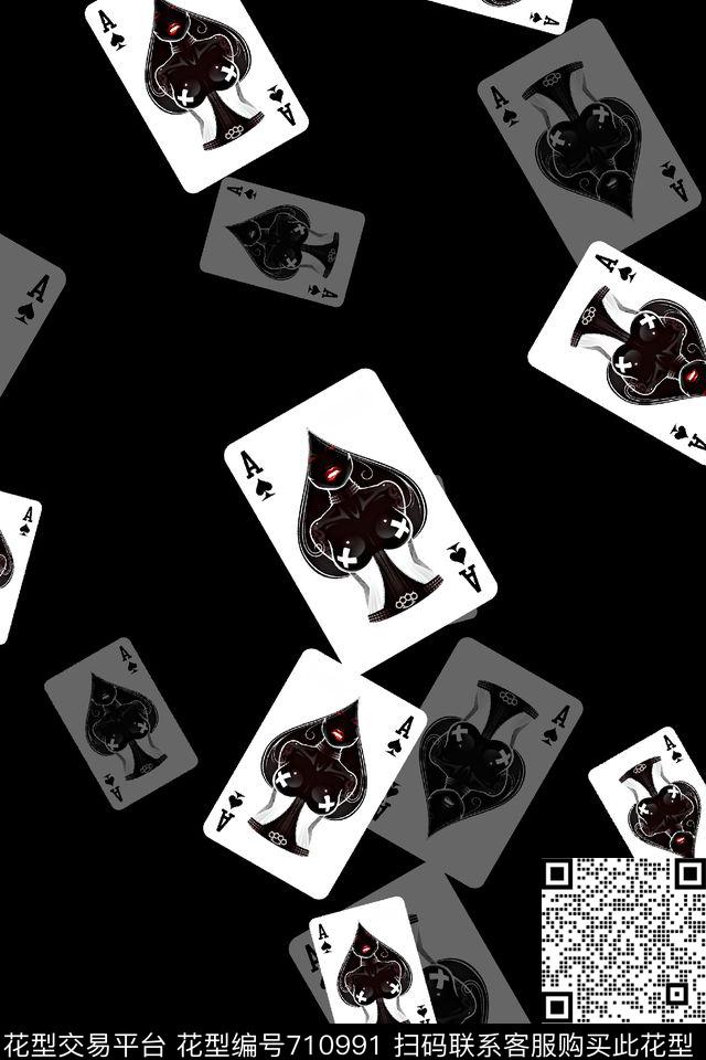 扑克牌女郞男装羽绒服数码印花华亿平台下载（图片编号: 710991） - 瓦栏（Walan）