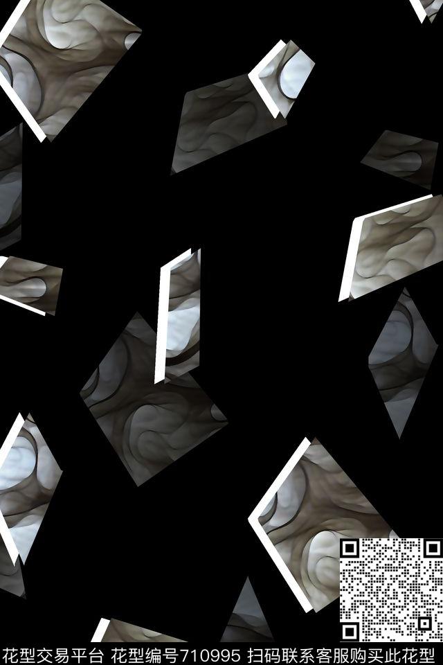 几何拼块抽象纹理男装T恤数码印花华亿平台下载（图片编号: 710995） - 瓦栏（Walan）