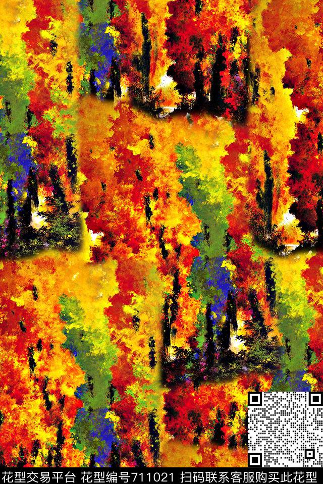 抽象手绘大头笔水彩画油画数码印花时尚潮流女装裙子肌理纹理印花彩绘彩色艳丽泳装印花数码印花华亿平台下载（图片编号: 711021） - 瓦栏（Walan）