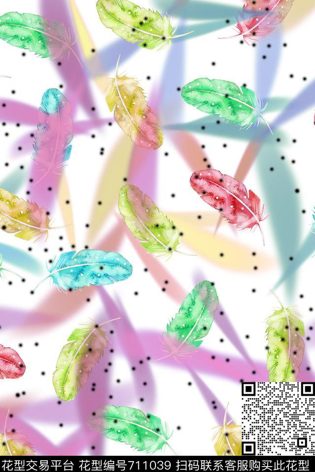 雪花孔雀羽毛数码印花华亿平台下载（图片编号: 711039） - 瓦栏（Walan）