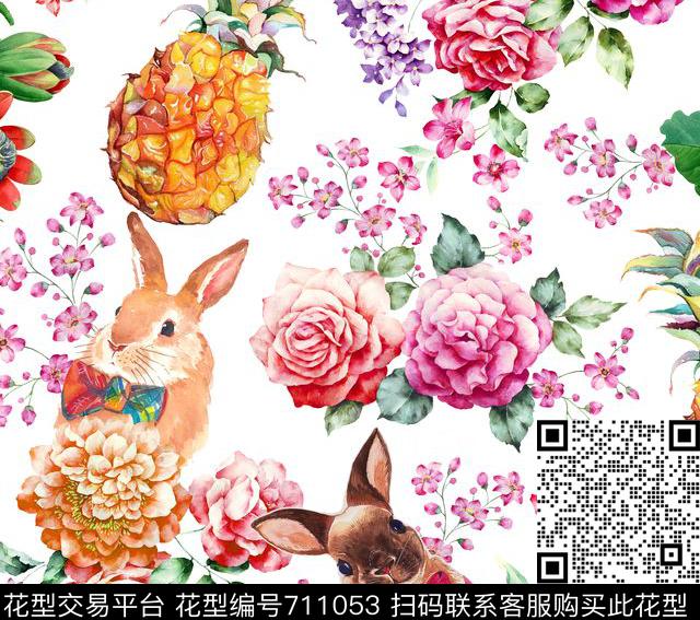 潮流欧美牡丹数码印花华亿平台下载（图片编号: 711053） - 瓦栏（Walan）