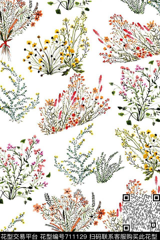 抽象花卉草木小碎花时尚潮流大牌欧美风女装花卉数码印花华亿平台下载（图片编号: 711129） - 瓦栏（Walan）