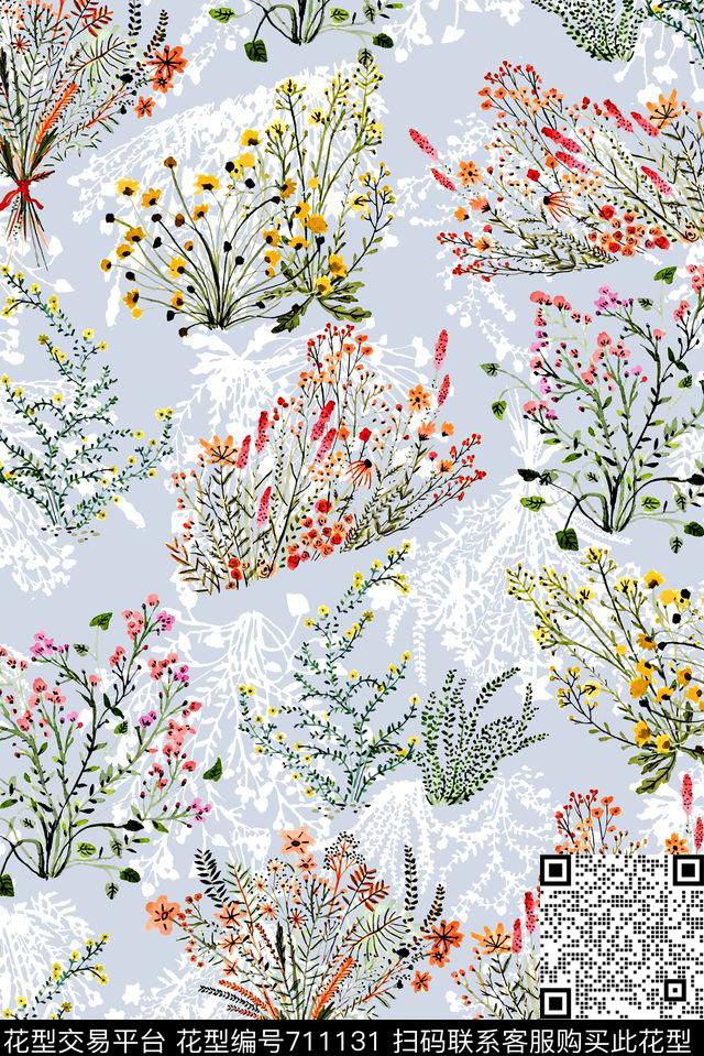 抽象花卉草木小碎花时尚潮流大牌欧美风女装花卉数码印花华亿平台下载（图片编号: 711131） - 瓦栏（Walan）