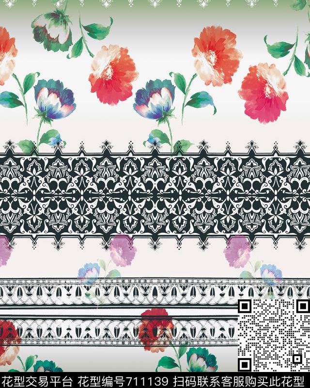 民族风中国风几何数码印花华亿平台下载（图片编号: 711139） - 瓦栏（Walan）