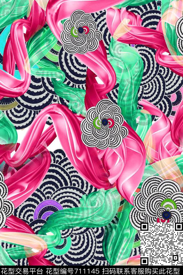 抽象几何男装数码印花华亿平台下载（图片编号: 711145） - 瓦栏（Walan）