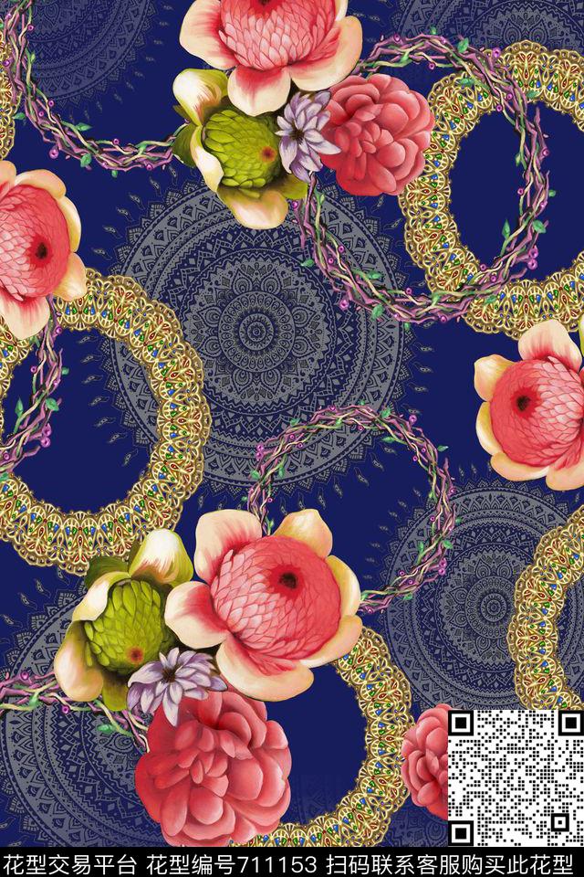 花卉花朵印花数码印花华亿平台下载（图片编号: 711153） - 瓦栏（Walan）