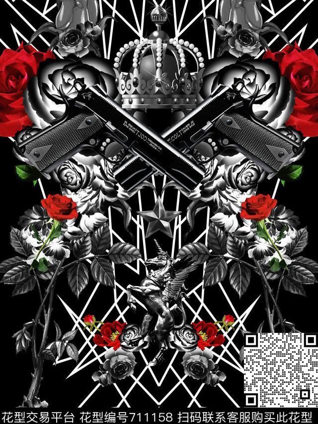 大牌几何抽象数码印花华亿平台下载（图片编号: 711158） - 瓦栏（Walan）