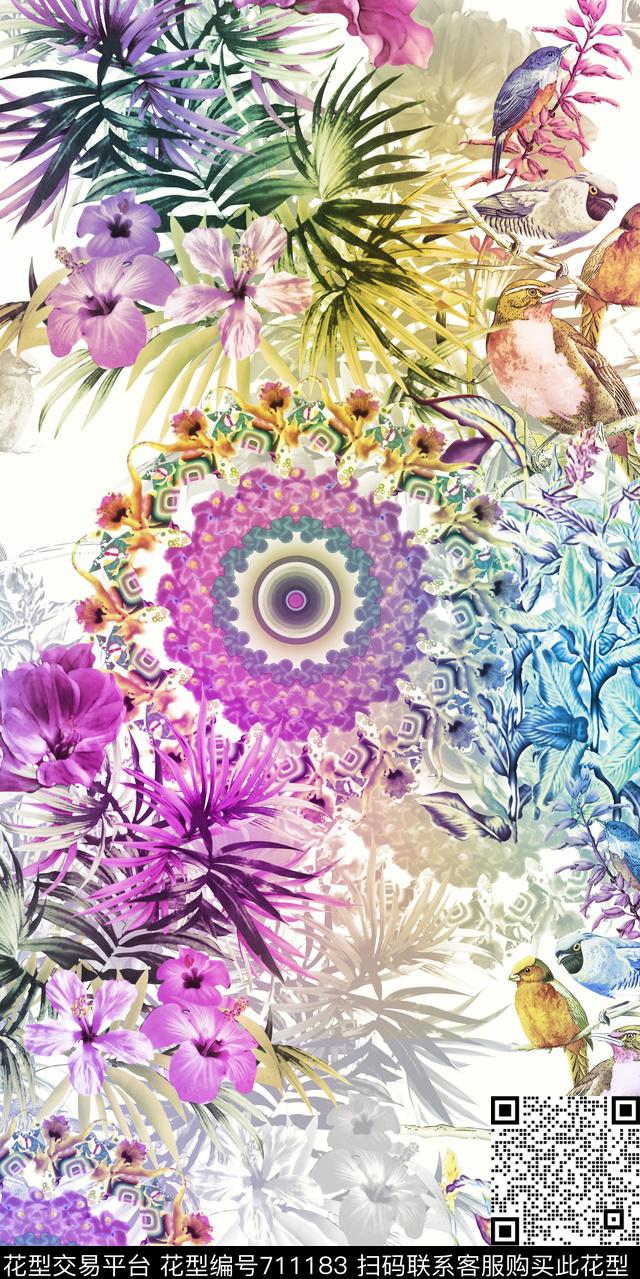 小碎花几何圆形数码印花华亿平台下载（图片编号: 711183） - 瓦栏（Walan）