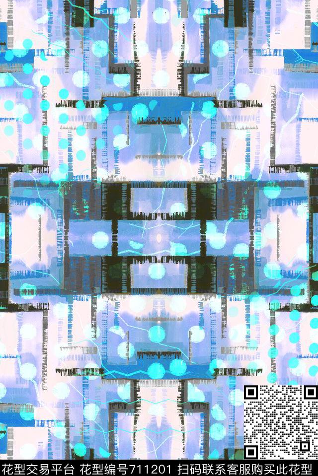 圆点小方块不规则几何数码印花华亿平台下载（图片编号: 711201） - 瓦栏（Walan）