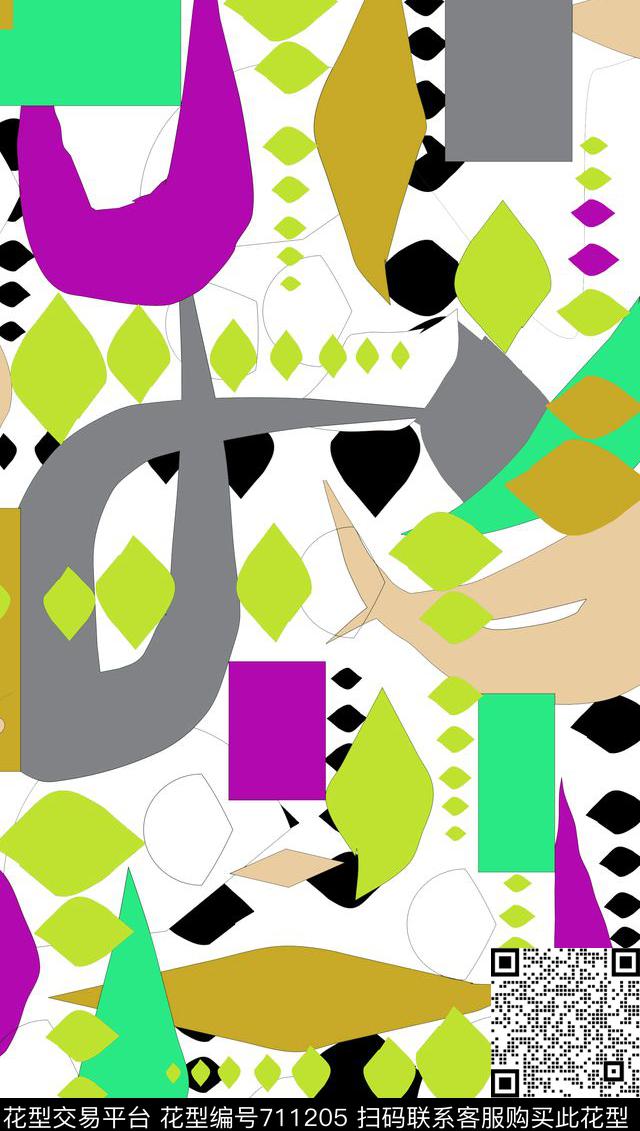 几何不规则几何男装数码印花华亿平台下载（图片编号: 711205） - 瓦栏（Walan）