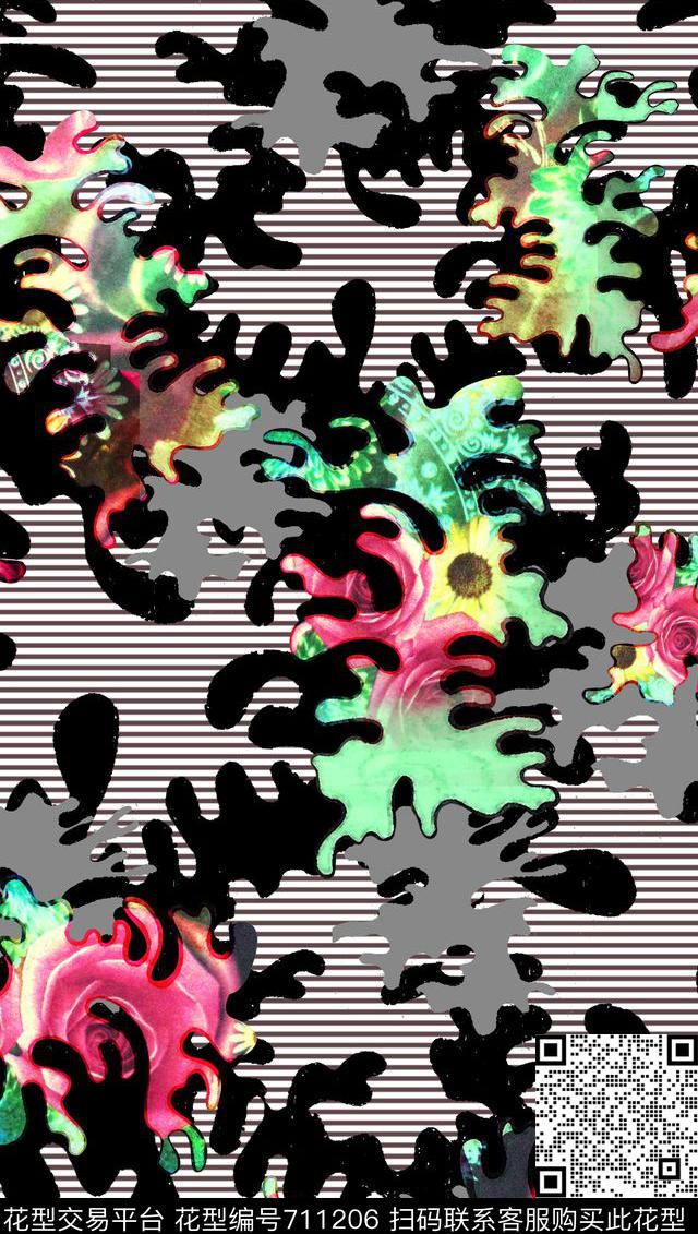 几何不规则几何迷彩数码印花华亿平台下载（图片编号: 711206） - 瓦栏（Walan）