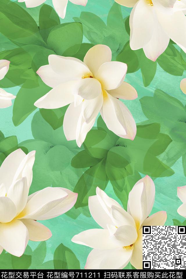 荷花清新饰品数码印花华亿平台下载（图片编号: 711211） - 瓦栏（Walan）