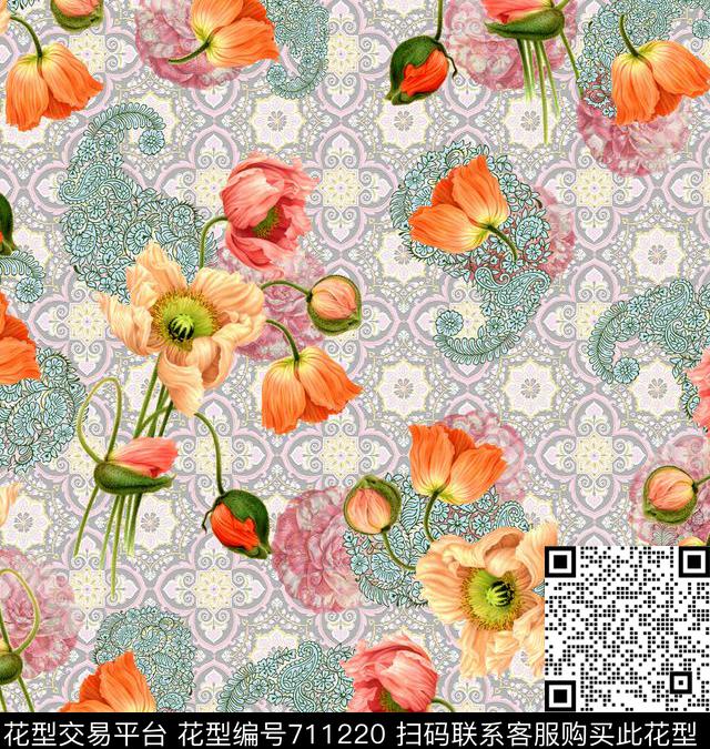 colorfullcoloriseflower数码印花华亿平台下载（图片编号: 711220） - 瓦栏（Walan）