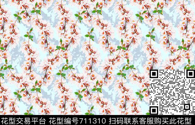 花卉桃花大牌女装华亿平台数码印花华亿平台下载（图片编号: 711310） - 瓦栏（Walan）
