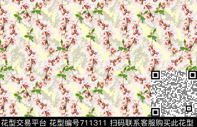 花卉桃花大牌女装华亿平台数码印花华亿平台下载（图片编号: 711311） - 瓦栏（Walan）