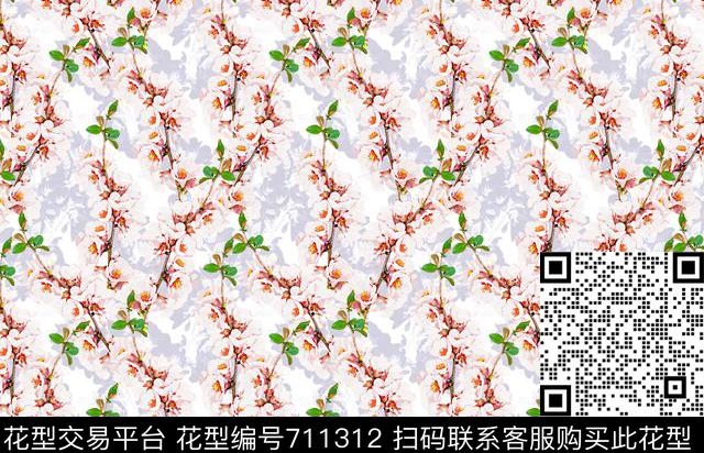 花卉桃花大牌女装华亿平台数码印花华亿平台下载（图片编号: 711312） - 瓦栏（Walan）