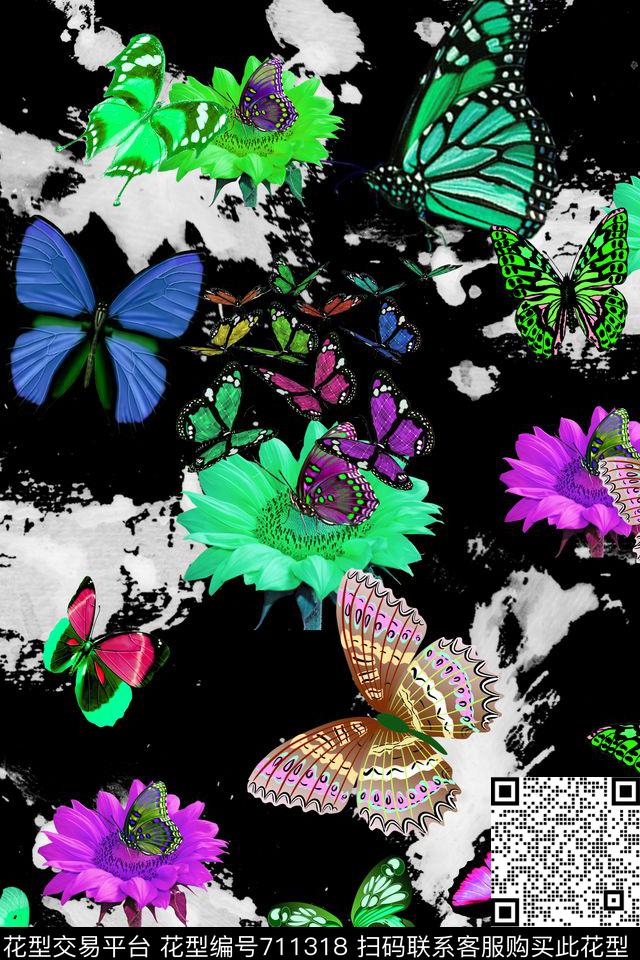 大花花朵花卉数码印花华亿平台下载（图片编号: 711318） - 瓦栏（Walan）