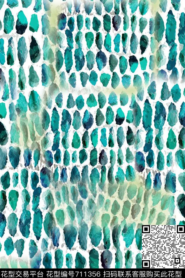 青蓝色青蓝雅韵系列趣味图案数码印花华亿平台下载（图片编号: 711356） - 瓦栏（Walan）