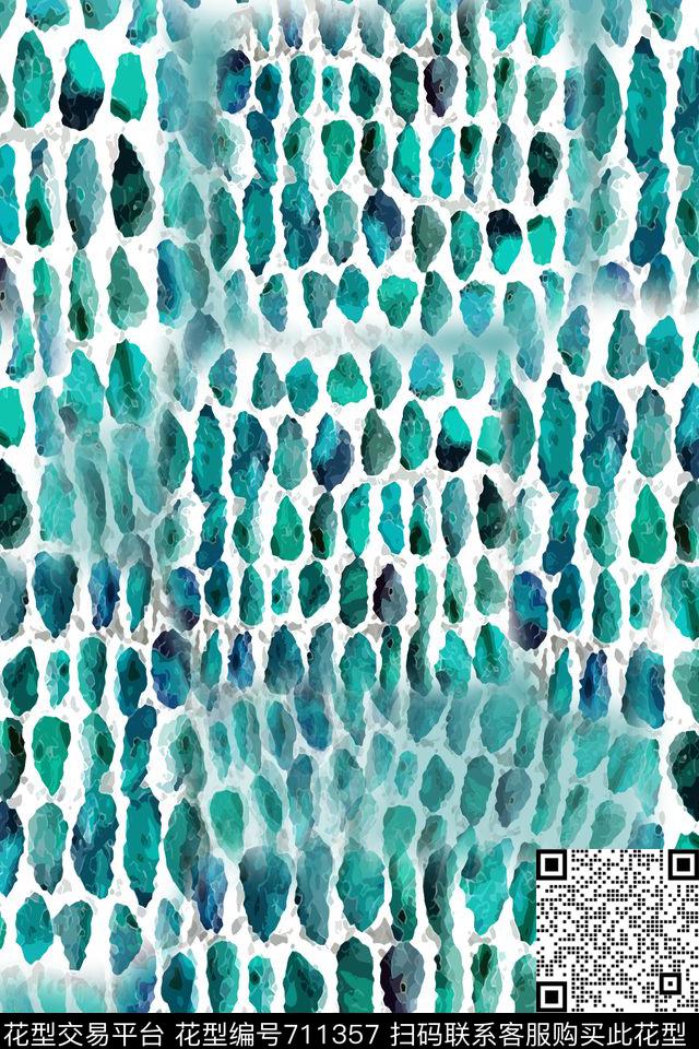 青蓝色青蓝雅韵系列趣味图案数码印花华亿平台下载（图片编号: 711357） - 瓦栏（Walan）