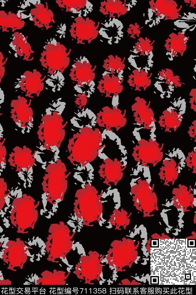 AI源文件花朵抽象化；狼兔子；数码印花华亿平台下载（图片编号: 711358） - 瓦栏（Walan）